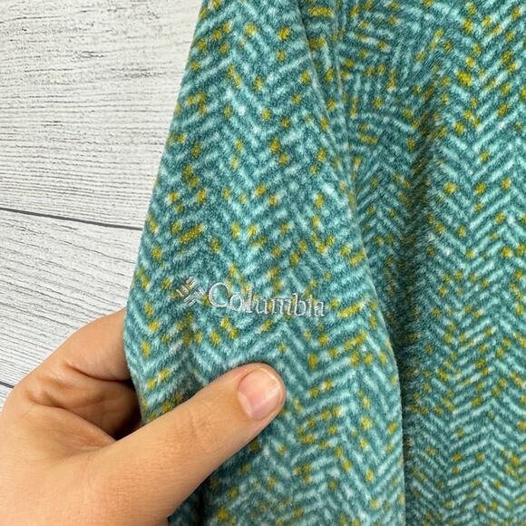 Columbia Plus Size Teal & Yellow Chevron Fleece Quarter Zip Jacket Size 1X - Picture 8 of 10